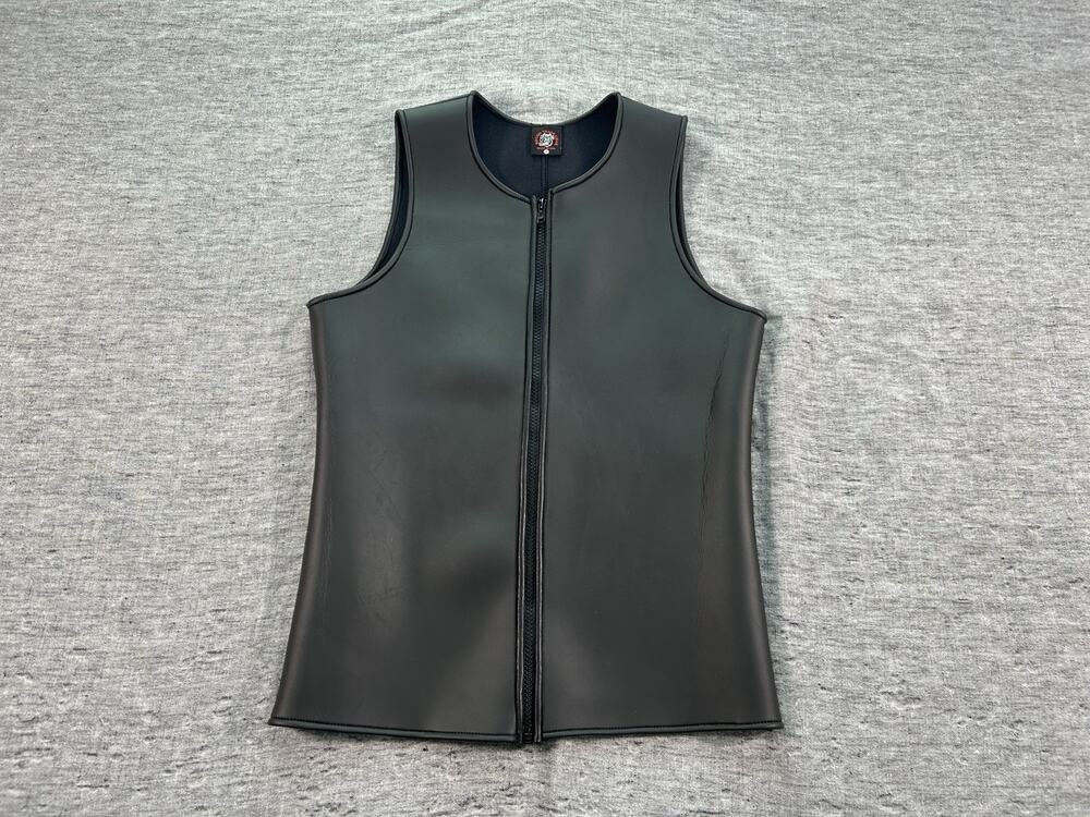 Rough Trade Gear Mens Small Black Neoprene Zip Fetish Vest Made USA Leather Look